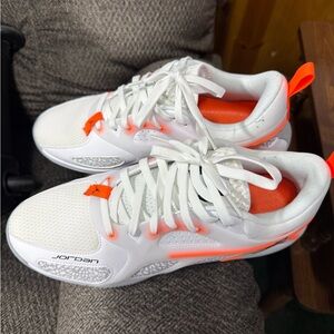 Jordan Men’s White & Bright Orange Low-Top Sneakers
